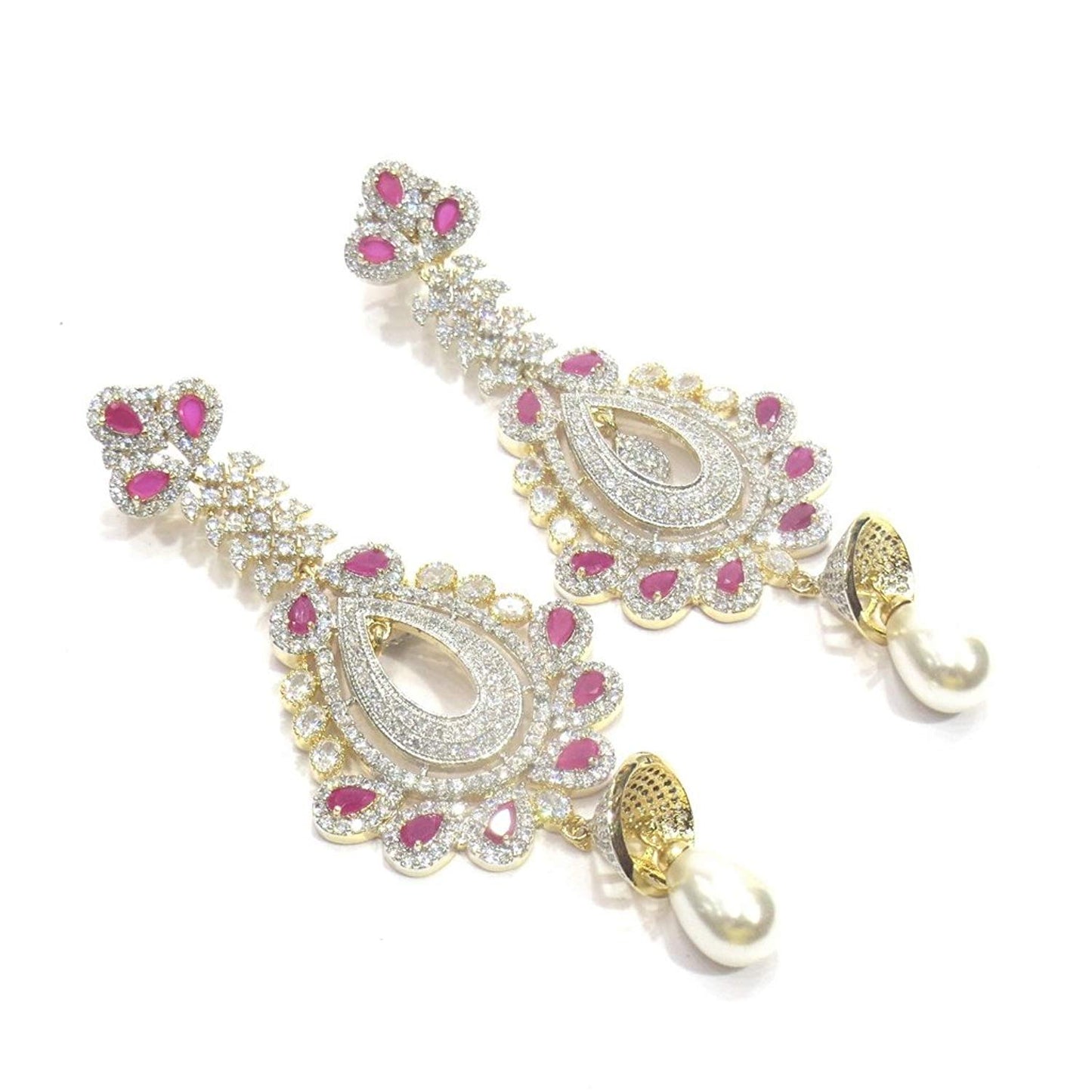 Jewelshingar Jewellery Fine Gold Plated Dangle & Drop Earrings For Girls ( 34622-ead-ruby )