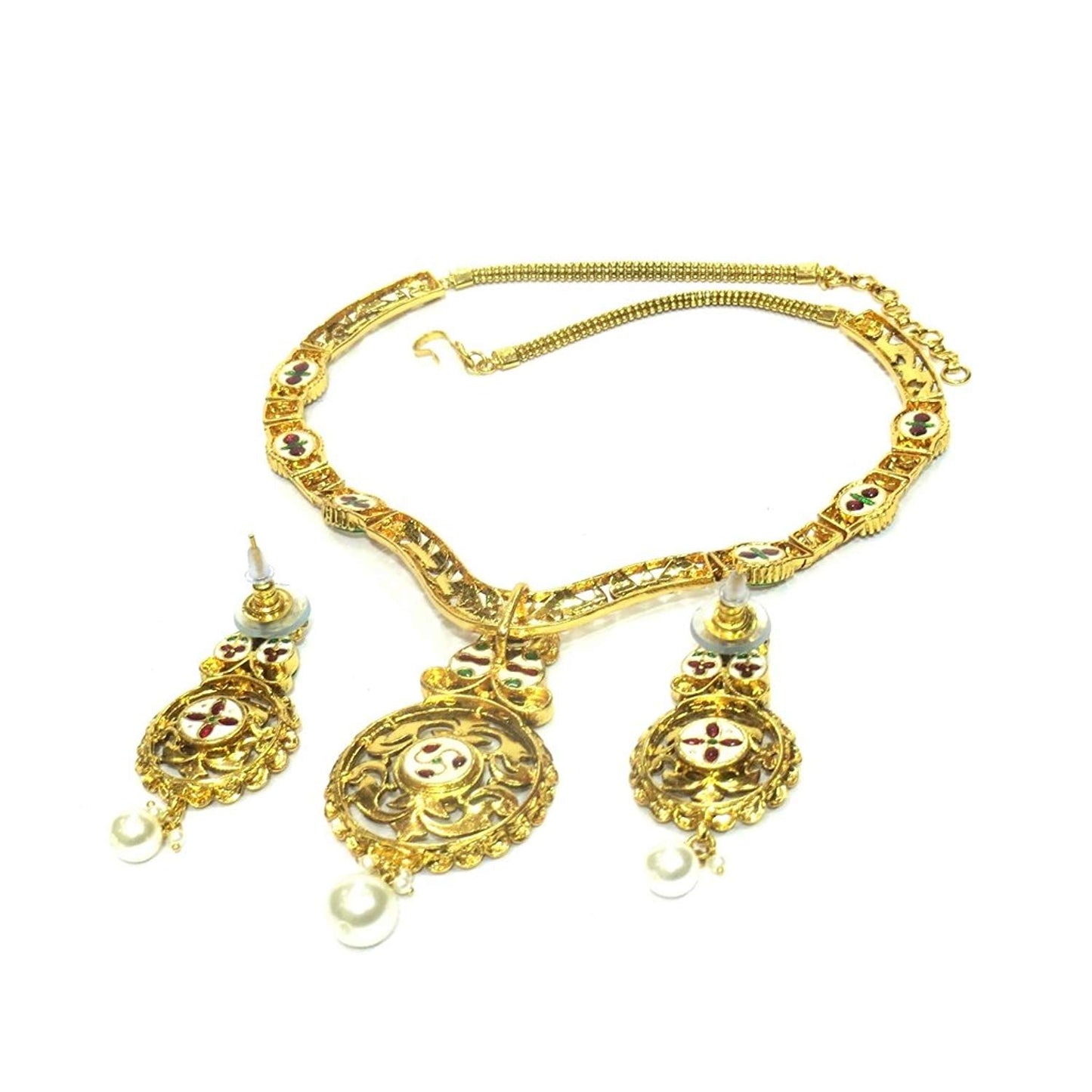 Jewelshingar Jewellery Gold Plated Necklace Set In Gold Colour For Women ( 21297-acs )