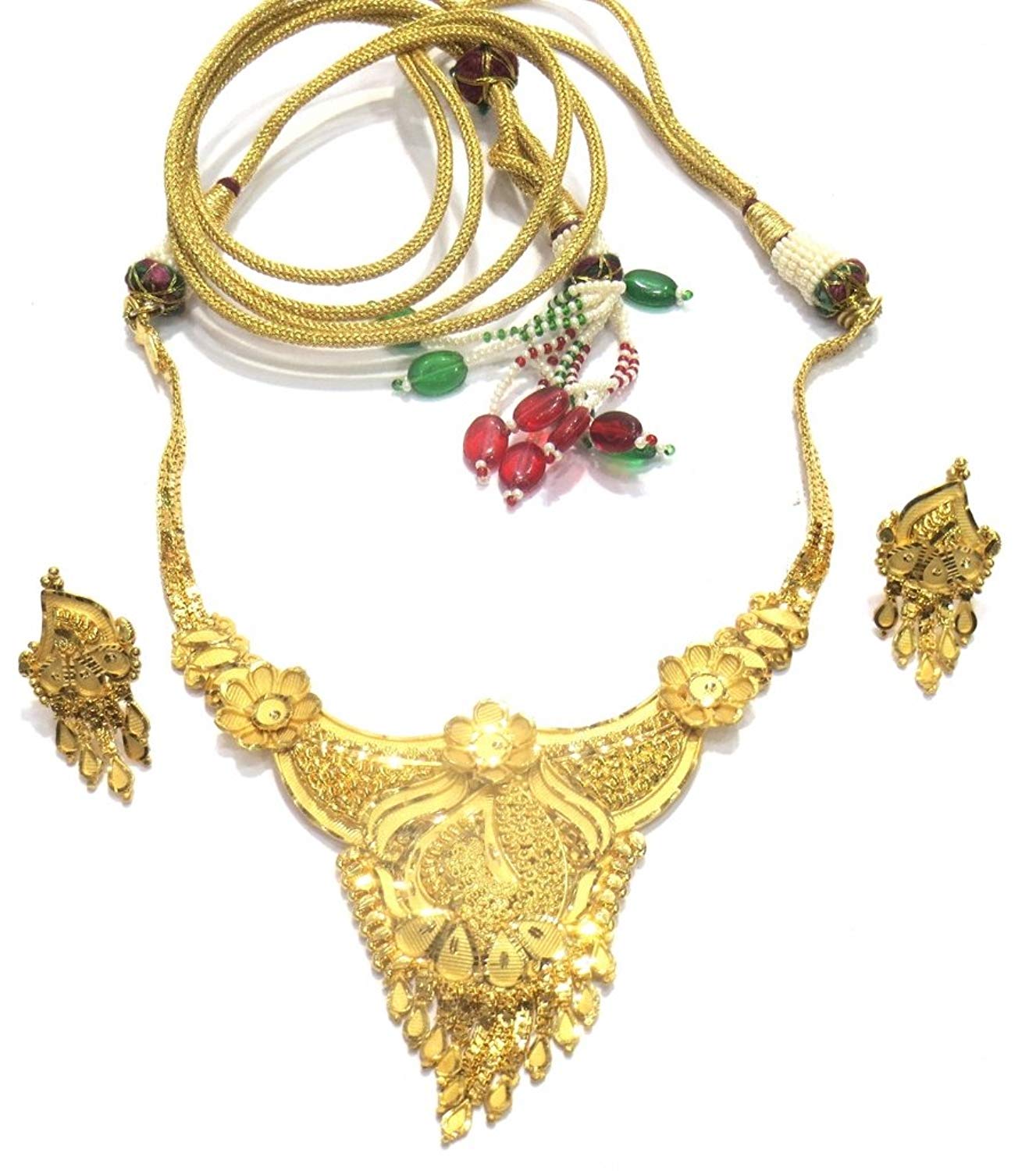 Jewelshingar Jewellery Bandhel Gold Plated Colour Gold Necklace set For Women (43037-necklace-g)