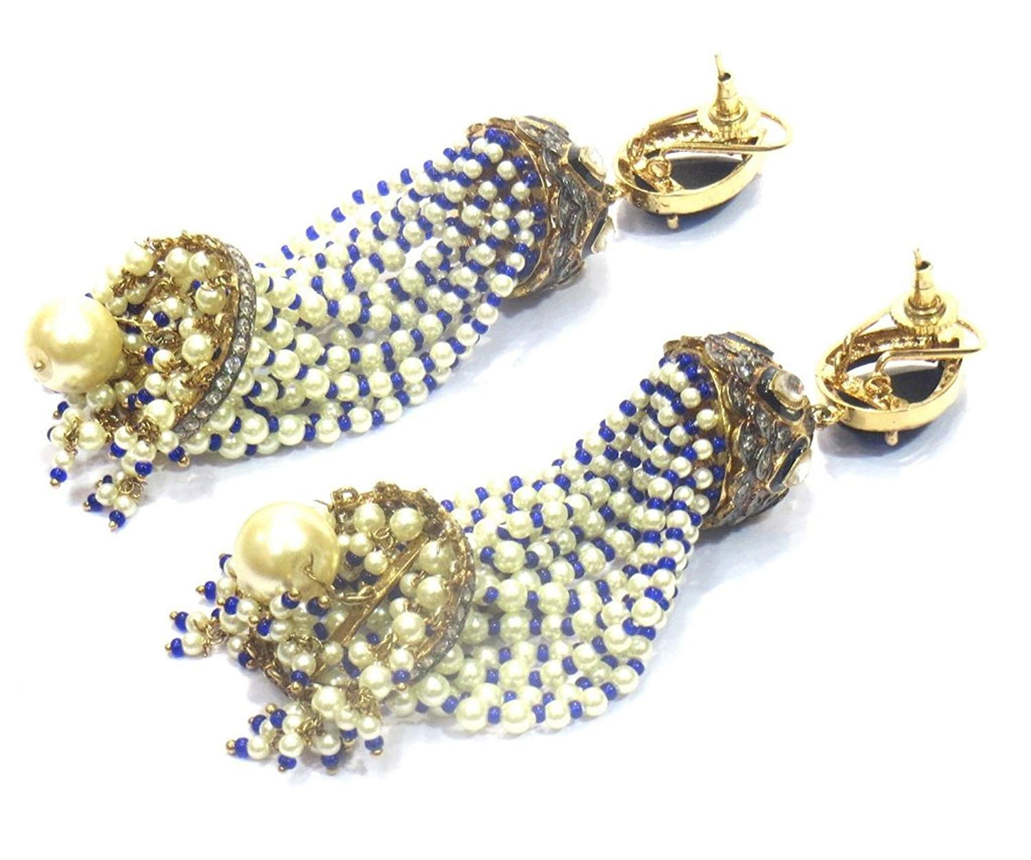 Jewelshingar Jewellery Antique Plated Blue Colour Earrings For Women (43591-dce-j-blue)