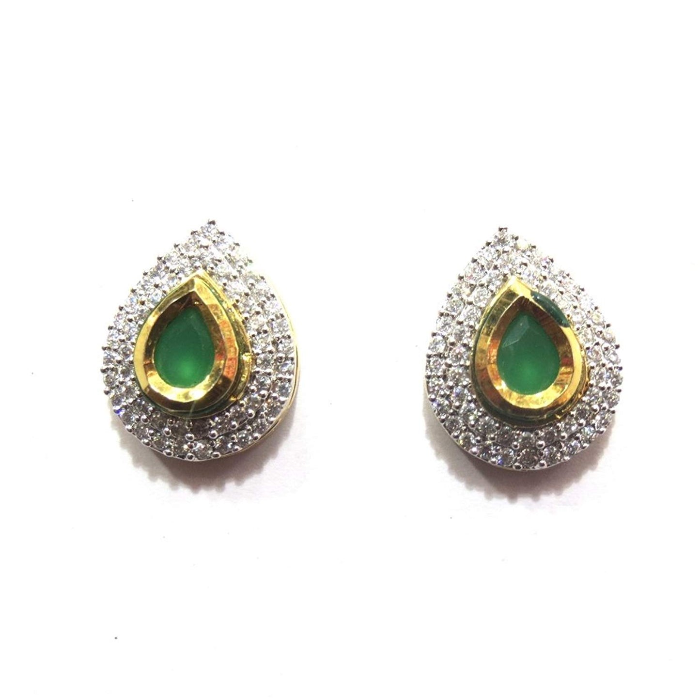 Jewelshingar Jewellery Fine Plated Stud Earrings For Women ( 18121-gjt-green )