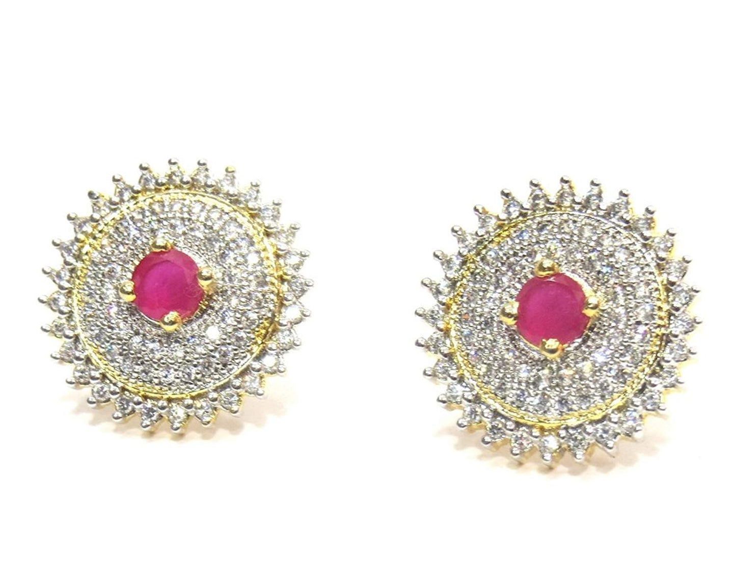 Jewelshingar Jewellery Fine Plated Stud Earrings For Women ( 18126-gjt-ruby )