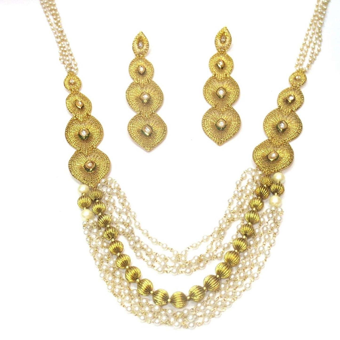 Jewelshingar Jewellery Antique Gold Plated Necklace Set For Girls ( 17227-as )