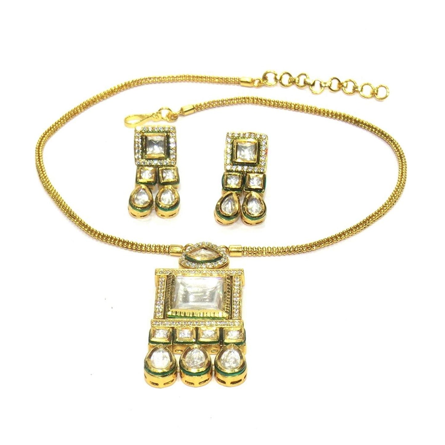 Jewelshingar Jewellery Gold Plated Necklace Set In Gold Colour For Women ( 21301-acs )