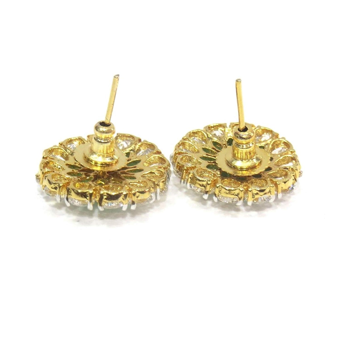 Jewelshingar Jewellery Fine Plated Stud Earrings For Women ( 18193-gjt-panna-ruby )