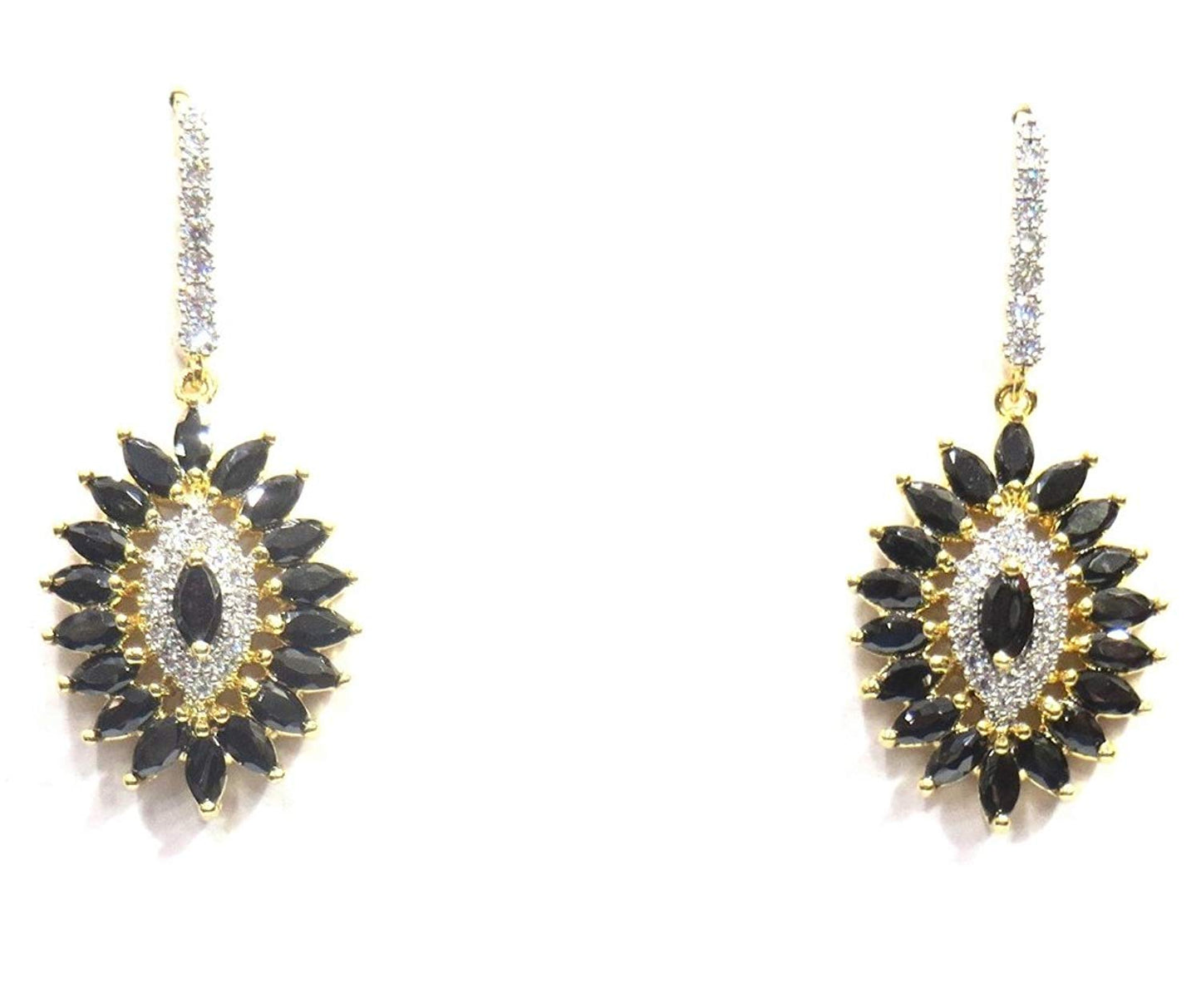 Jewelshingar Jewellery Fine Gold Plated Dangle & Drop Earrings For Girls ( 34730-ead-black )