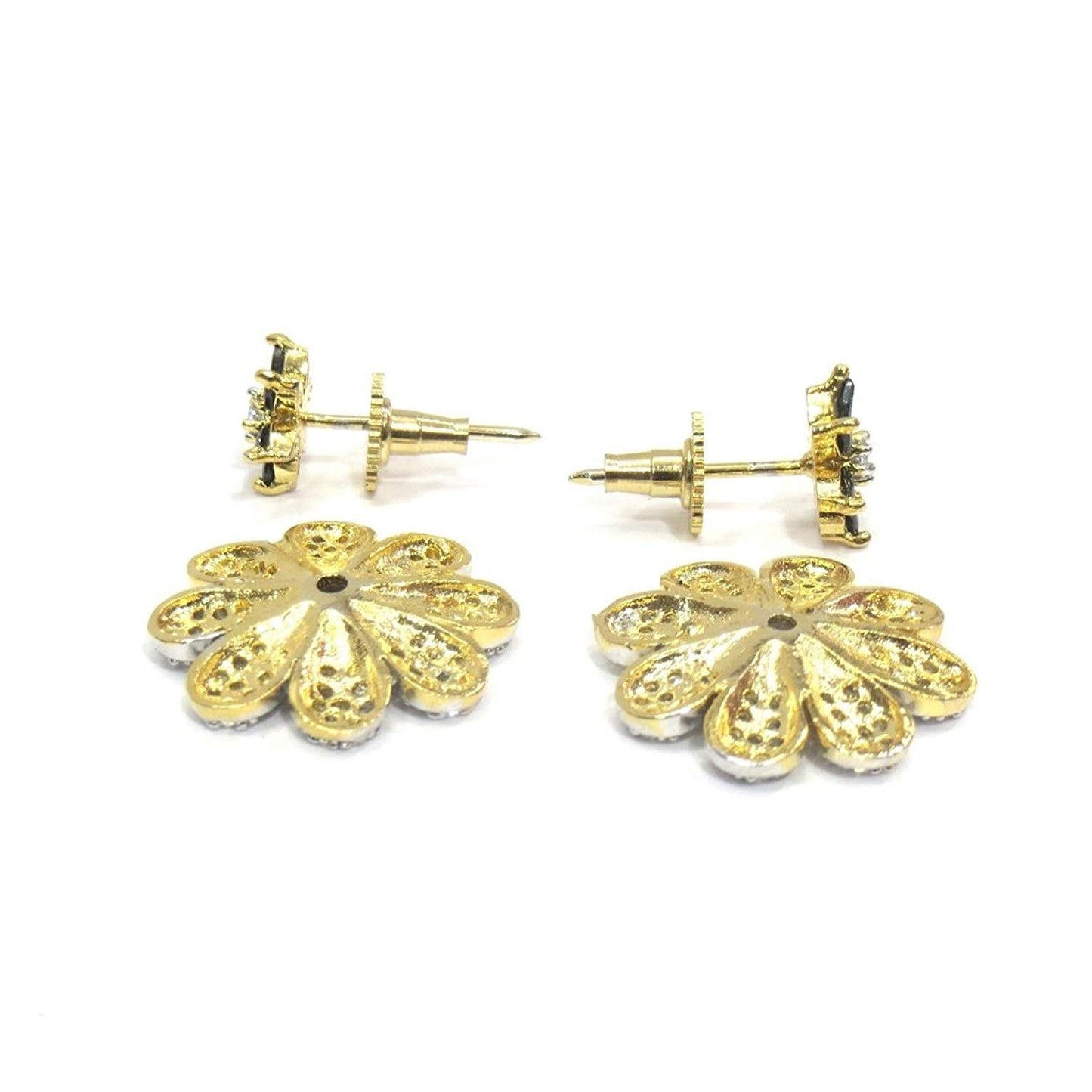 Jewelshingar Jewellery Fine Plated Stud Earrings For Women ( 18145-gjt-black-detachable )