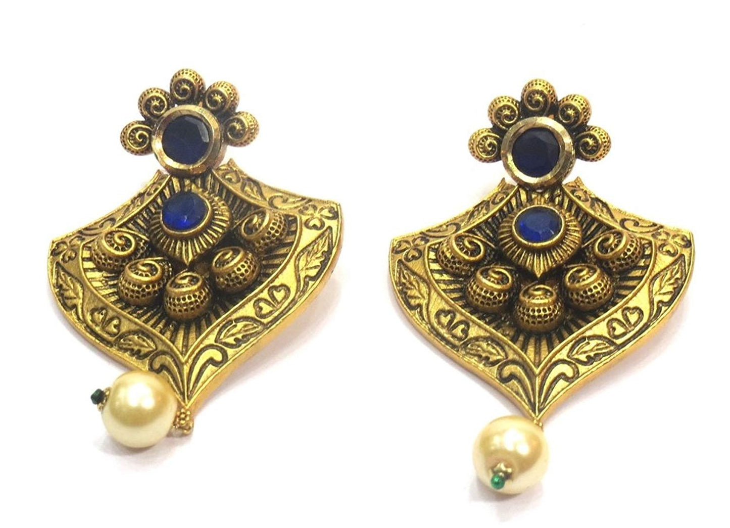 Jewelshingar Jewellery Antique Look Dangle & Drop Earrings Earings For Women ( 37053-pe-blue )