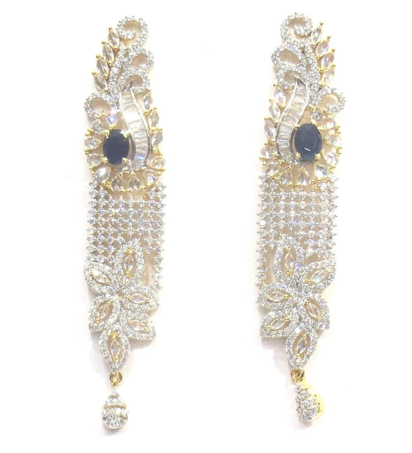 Jewelshingar Jewellery Fine Gold Plated Dangle & Drop Earrings For Girls ( 34531-ead-blue )