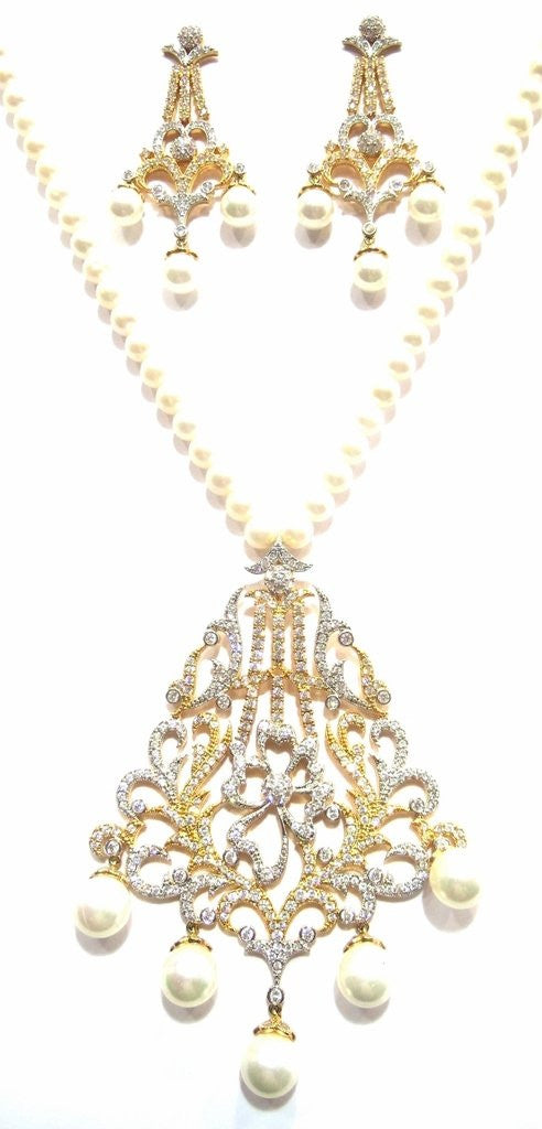 Jewelshingar Women's American Diamond Pendant Set Silver Jewellery ( 8549-psad ) - JEWELSHINGAR