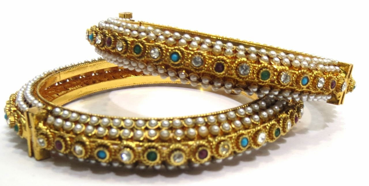 Jewelshingar Women's Antique Gold Look Screw Open Bangles Set 2.6 Jewellery ( 5939-m-2.6-a ) - JEWELSHINGAR
