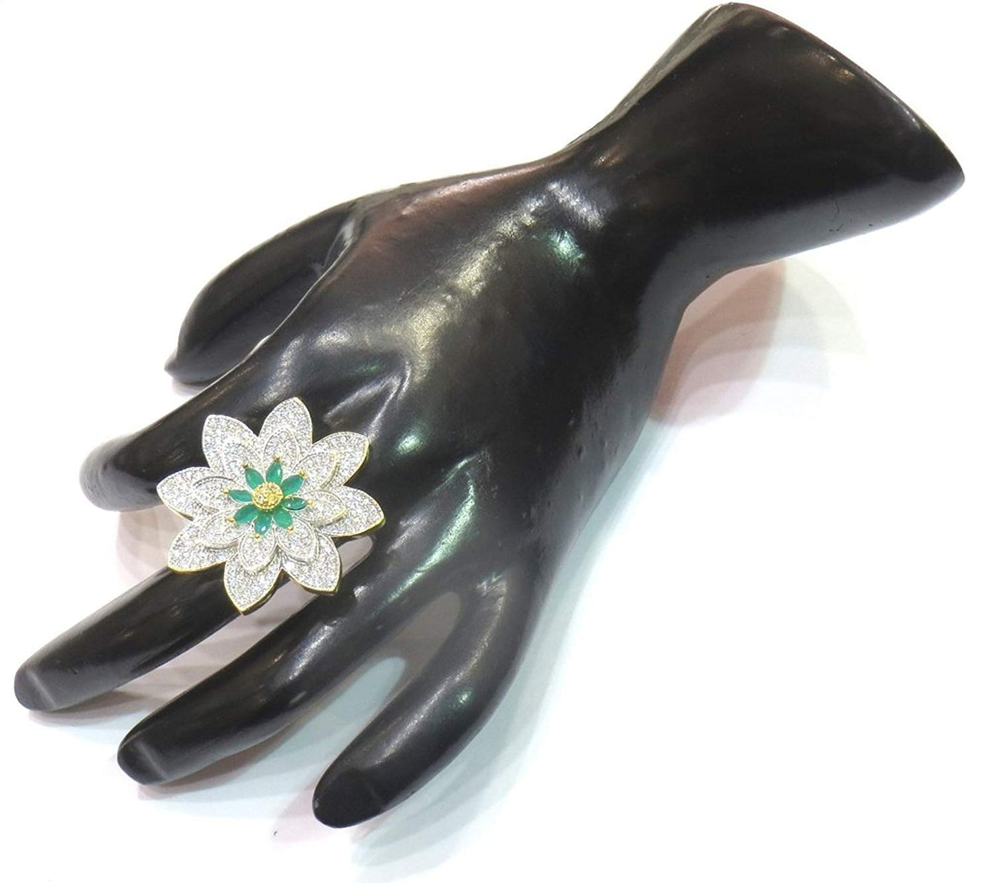 Jewelshingar Jewelry Fine Finger Ring For Women ( 38781-ring-green-cocktail )