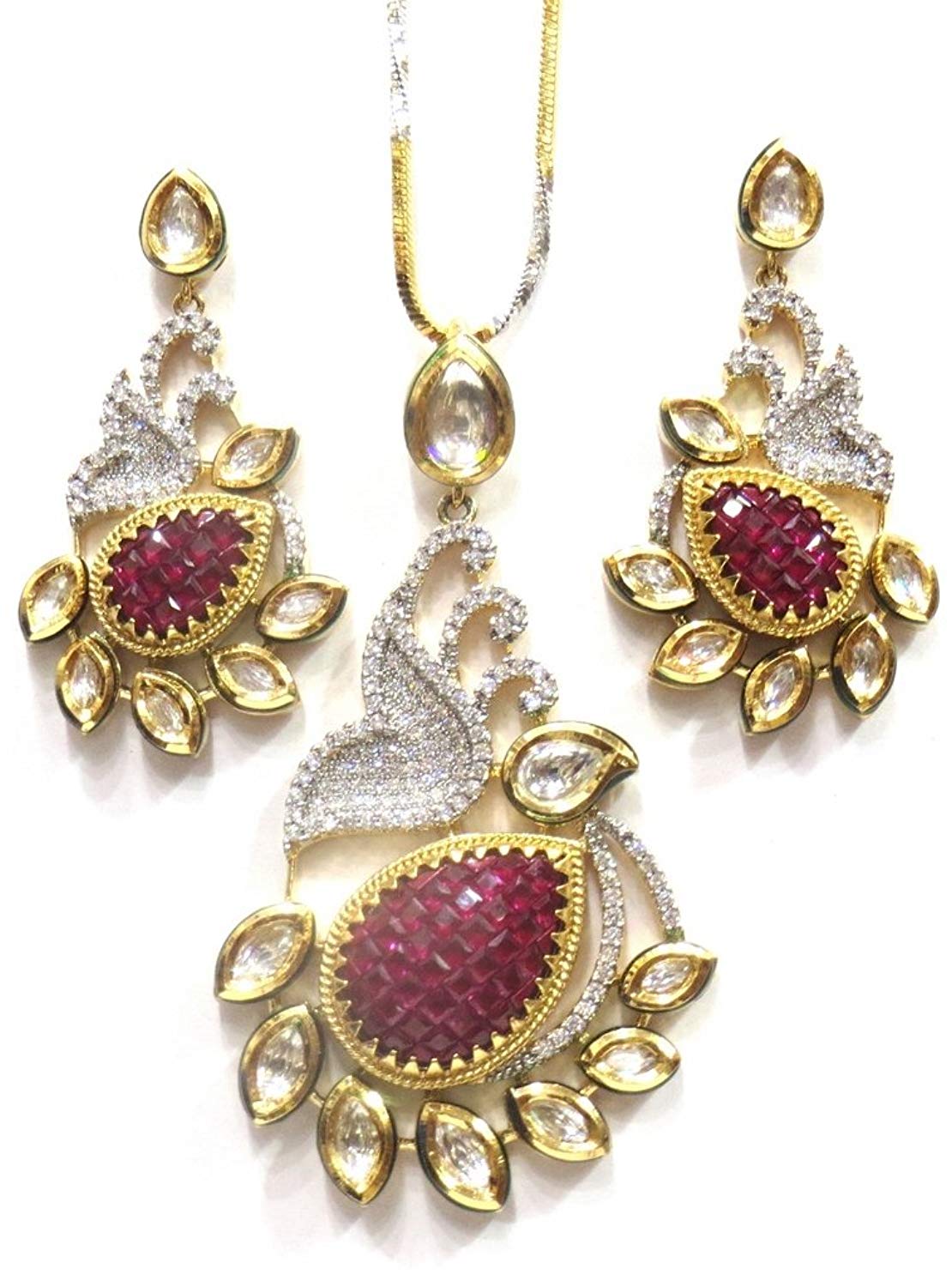 Jewelshingar Jewellery Exclusive Pendant Set For Women ( 37821-dc-ps-ruby )