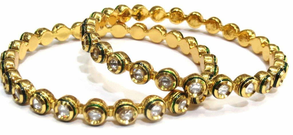 Jewelshingar Polki Kundan Screw Open Bangles Set Jewellery ( 7819-acb-2.6 ) - JEWELSHINGAR