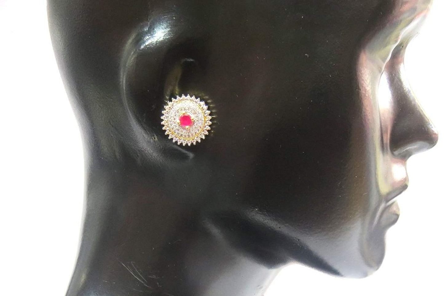 Jewelshingar Jewellery Fine Plated Stud Earrings For Women ( 18126-gjt-ruby )