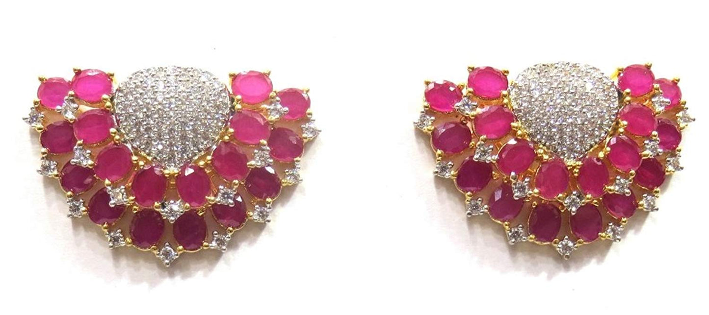 Jewelshingar Jewelry Fine Stud Earrings For Women ( 38103-gjt-ruby )