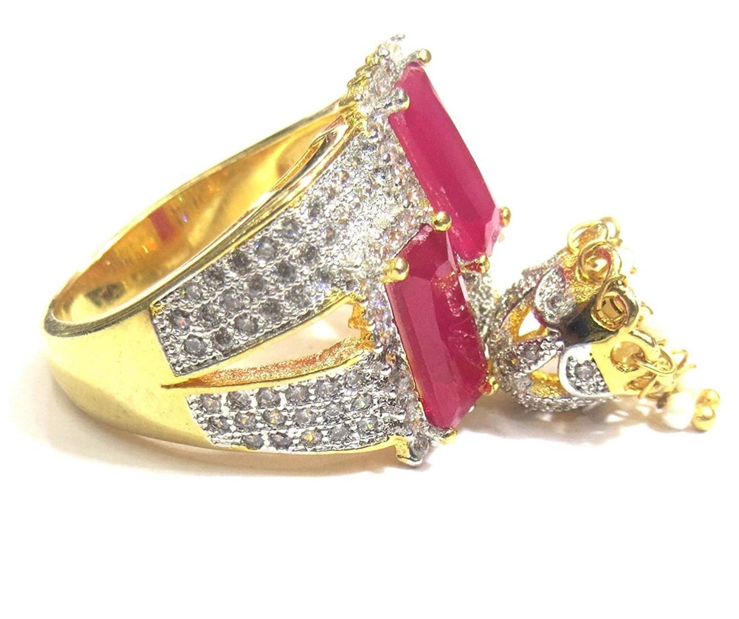 Jewelshingar Jewellery Fine Gold Plated Finger Ring For Women ( 31707-ring-ruby-15 )