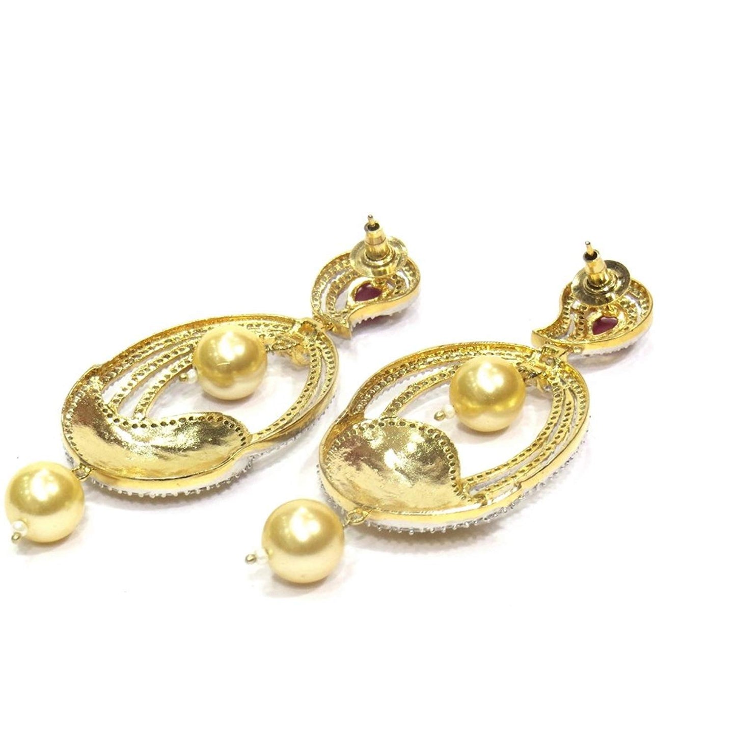 Jewelshingar Jewellery Fine Plated Dangle & Drop Earrings For Women ( 18519-ead-ruby )