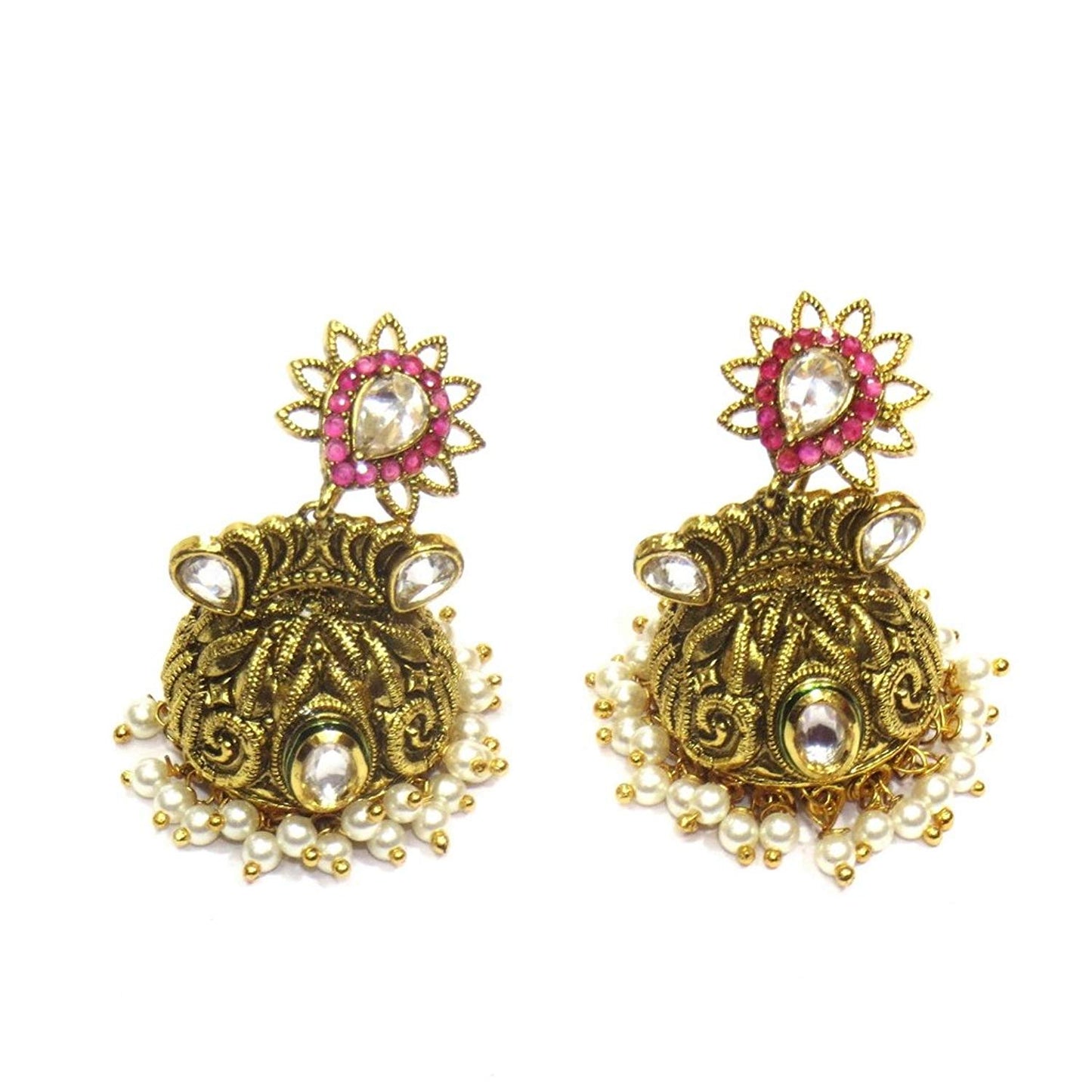 Jewelshingar Jewellery Fine Plated Jhumki Earrings For Women ( 18449-pj-ruby )