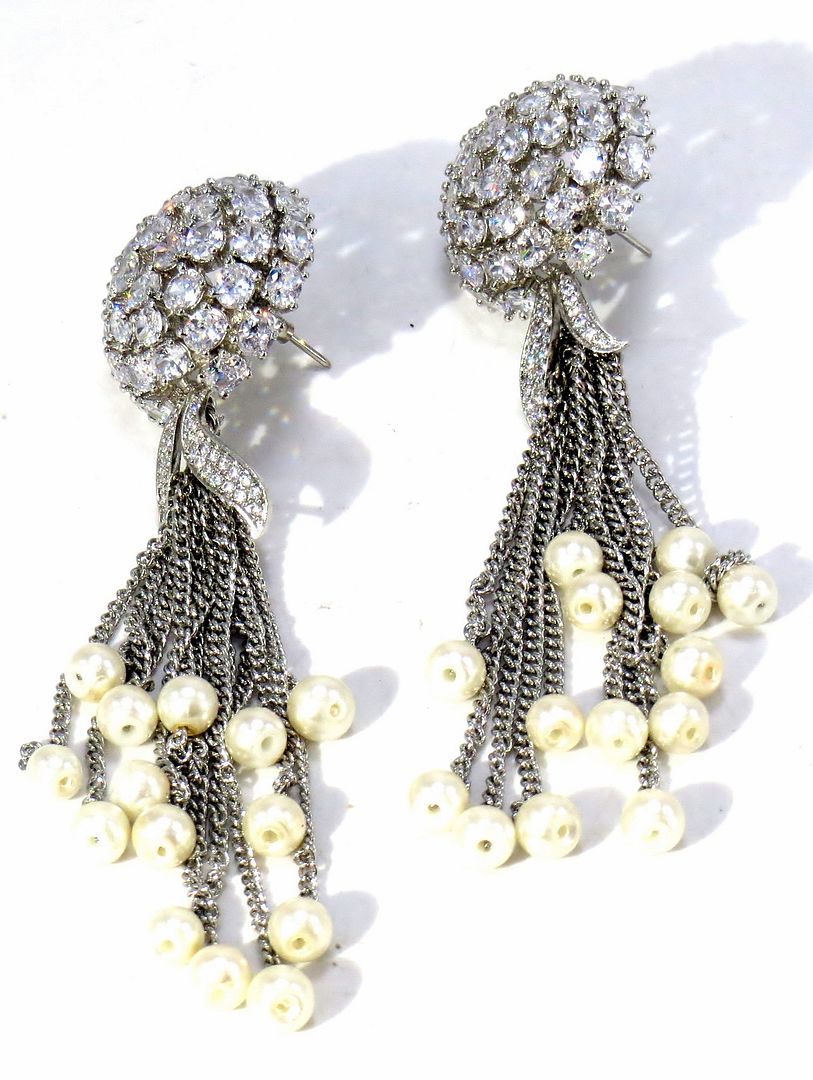 Jewelshingar Jewellery Silver Plated Diamond Earring For Women ( 62137EAD )