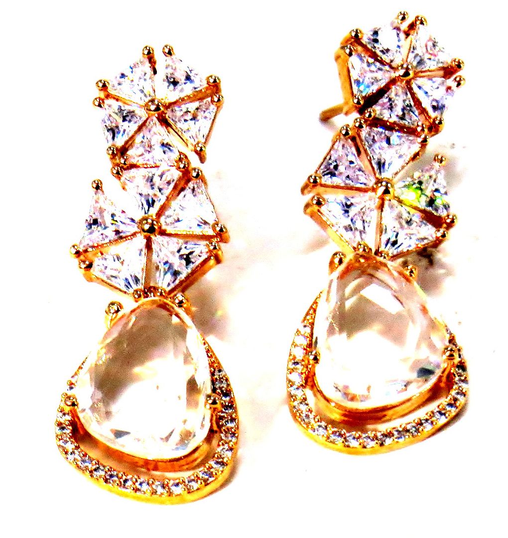 Jewelshingar Jewellery Rosegold Plated Diamond Earring For Women ( 62182EAD )