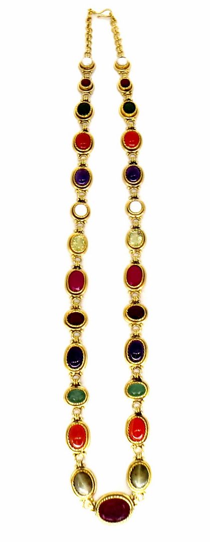 Jewelshingar Jewellery Fine Antique Polki Kundan Gold Plated Multi Colour Necklace For Women ( 62840ACC )