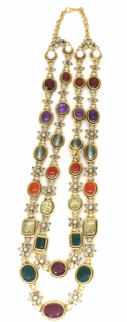 Jewelshingar Jewellery Fine Antique Polki Kundan Gold Plated Multi Colour Necklace For Women ( 62849ACC )