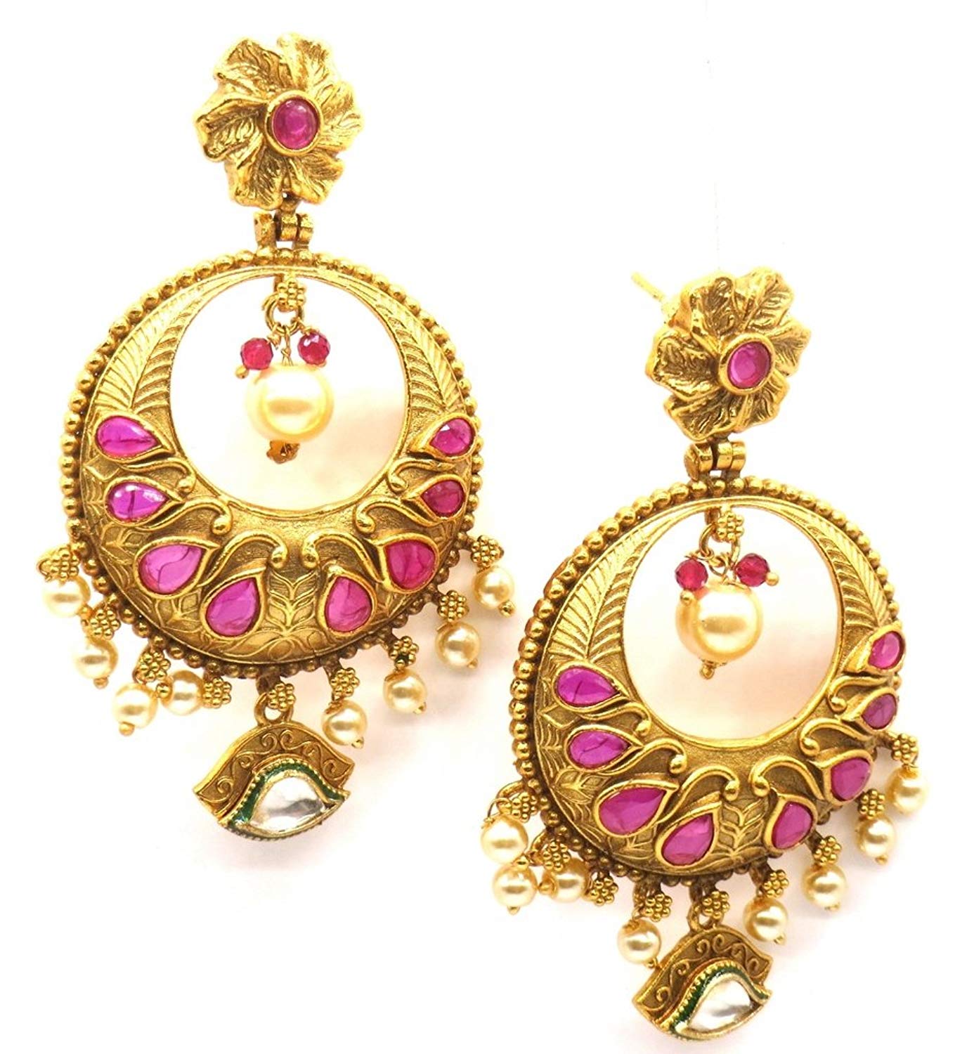 Jewelshingar Jewellery Gold Plated Ruby Colour Earrings For Women (44894-pe)