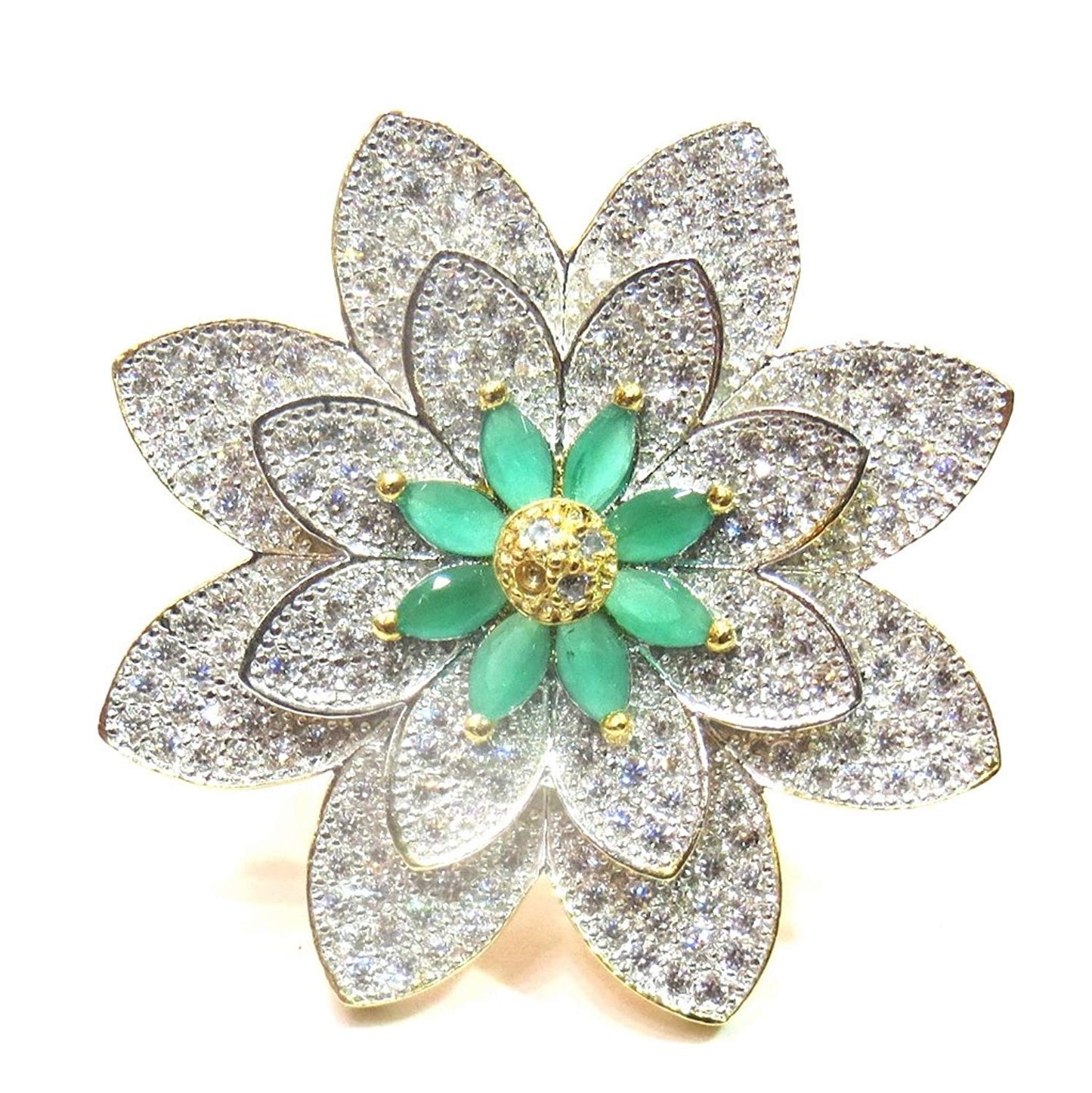 Jewelshingar Jewelry Fine Finger Ring For Women ( 38781-ring-green-cocktail )