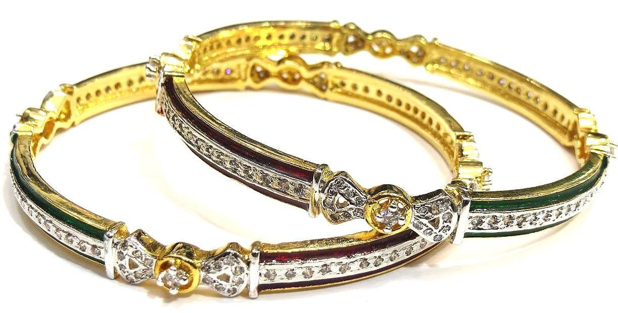 Jewelshingar Cubic Zirconia Bangles Set For Women Jewellery ( 6880-2.6-jb-a-1 ) - JEWELSHINGAR