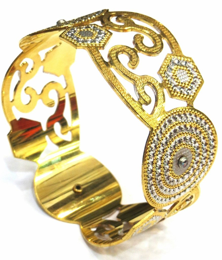 Jewelshingar Women's Broad Silver Gold Plated Single Bangle Kada Churi Bracelet Kangan 2.4 Jewellery ( 7761-2.4-jb-single ) - JEWELSHINGAR