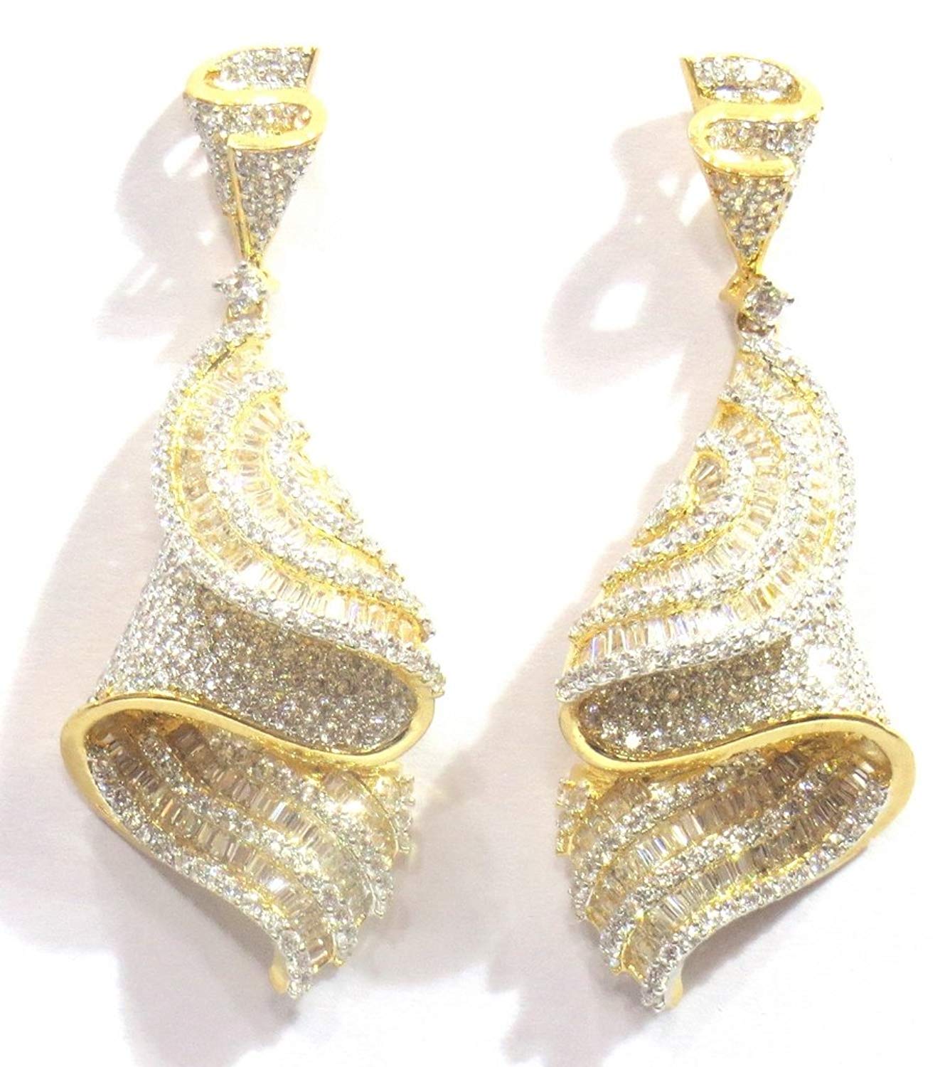 Jewelshingar Jewellery Silver Gold Plated Clear Colour Earrings For Women (43701-ead)