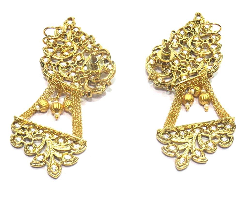 Jewelshingar Jewellery Gold Plated Green Colour Earrings For Women (43516-dce-green)