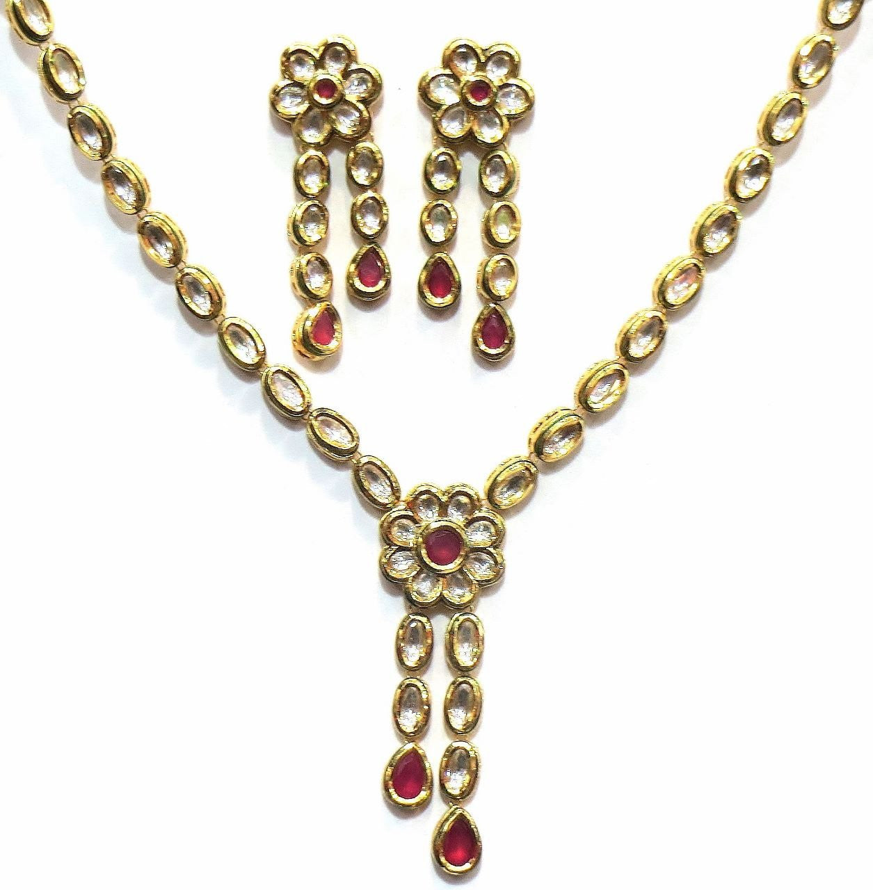 Jewelshingar Women's Kundan Polki Necklace Set In Fine Quality Jewellery ( 6204-acs-a ) - JEWELSHINGAR