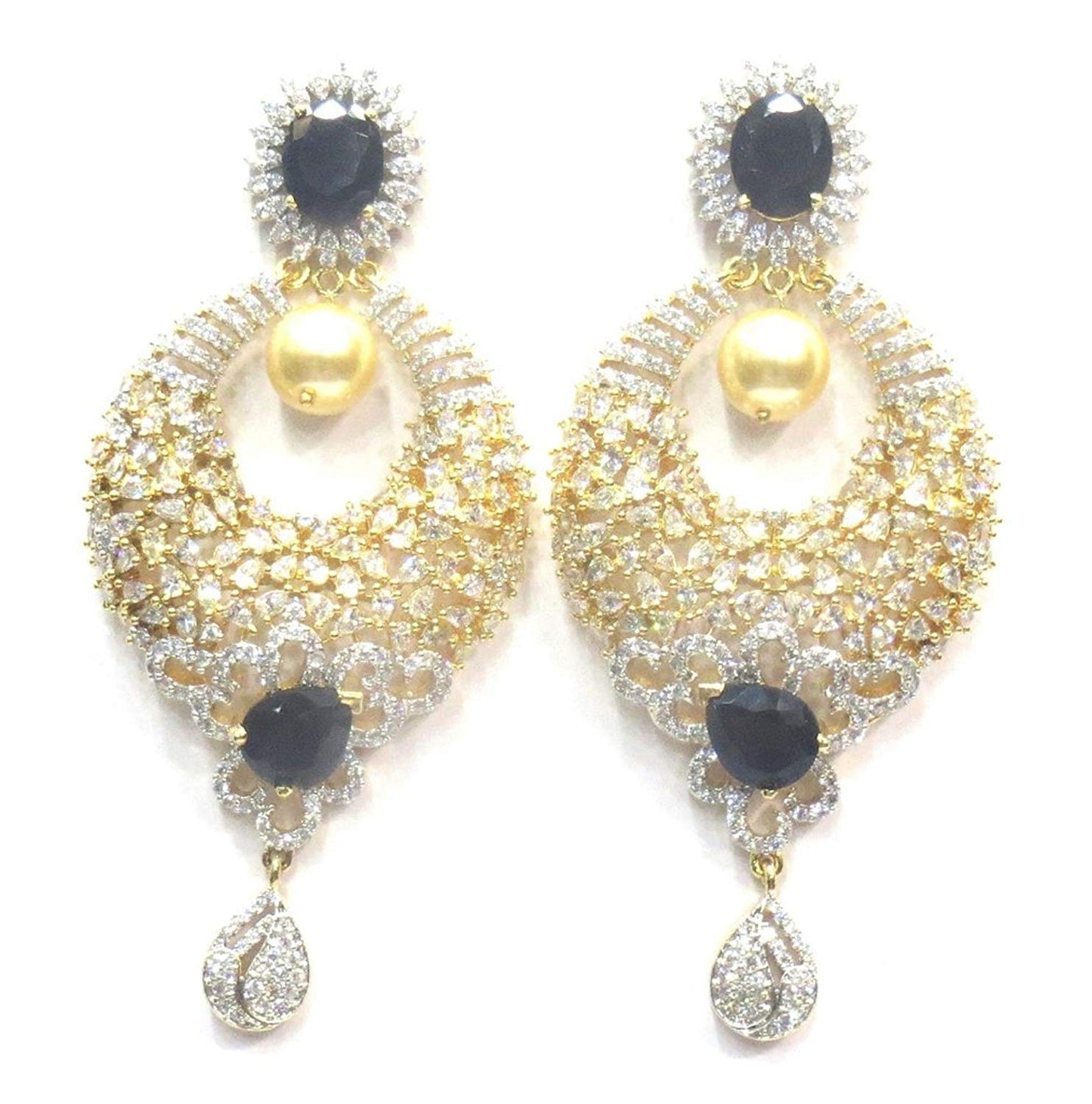 Jewelshingar Jewellery Fine Gold Plated Dangle & Drop Earrings For Girls ( 34511-ead-Blue )
