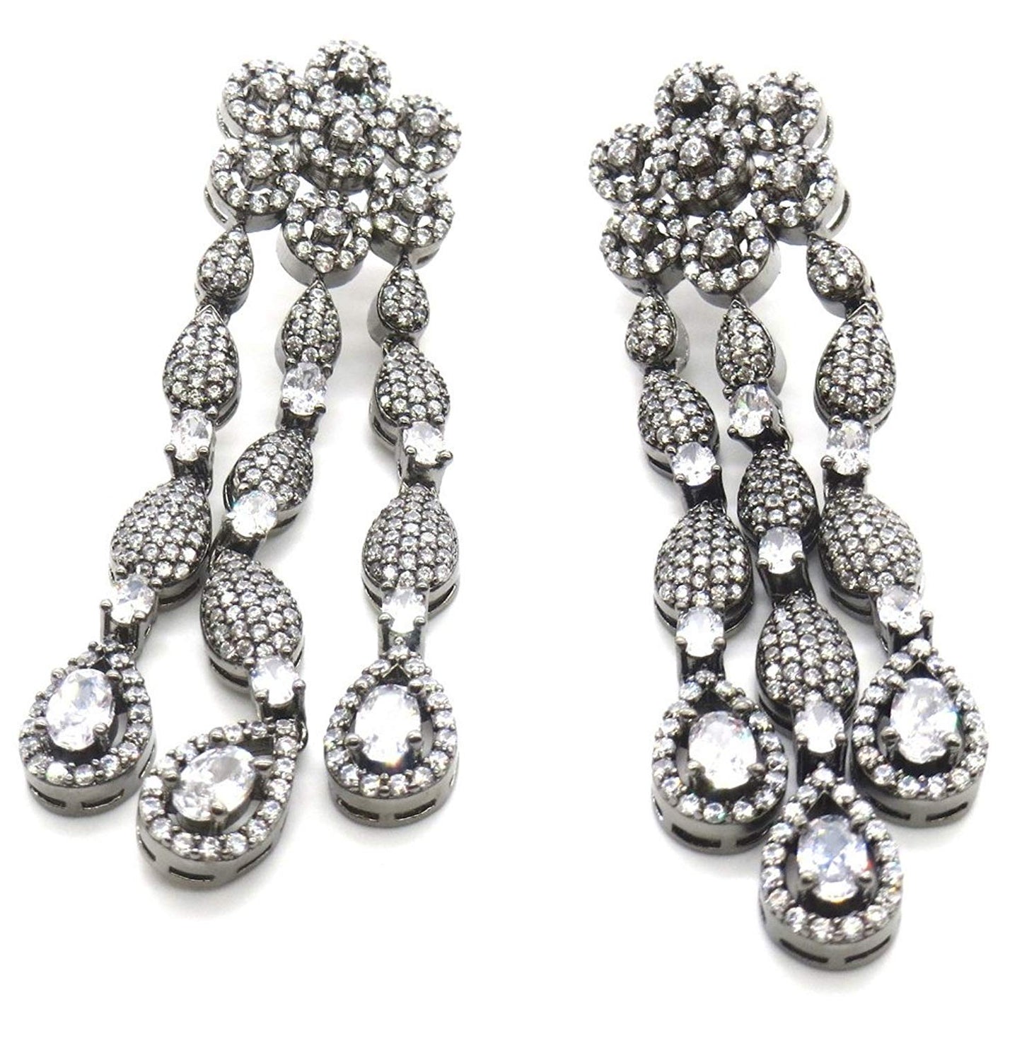 Jewelshingar Jewellery Victorian Plated Clear Colour Earrings For Women (44380-ead)