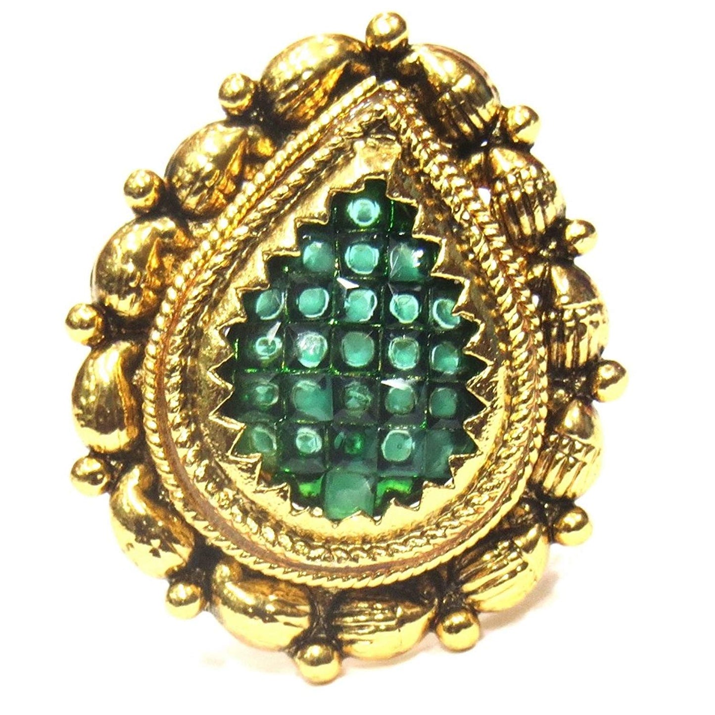 Jewelshingar Jewellery Gold Plated Antique Cocktail Ring In Free Size For Women ( 20275-ring )