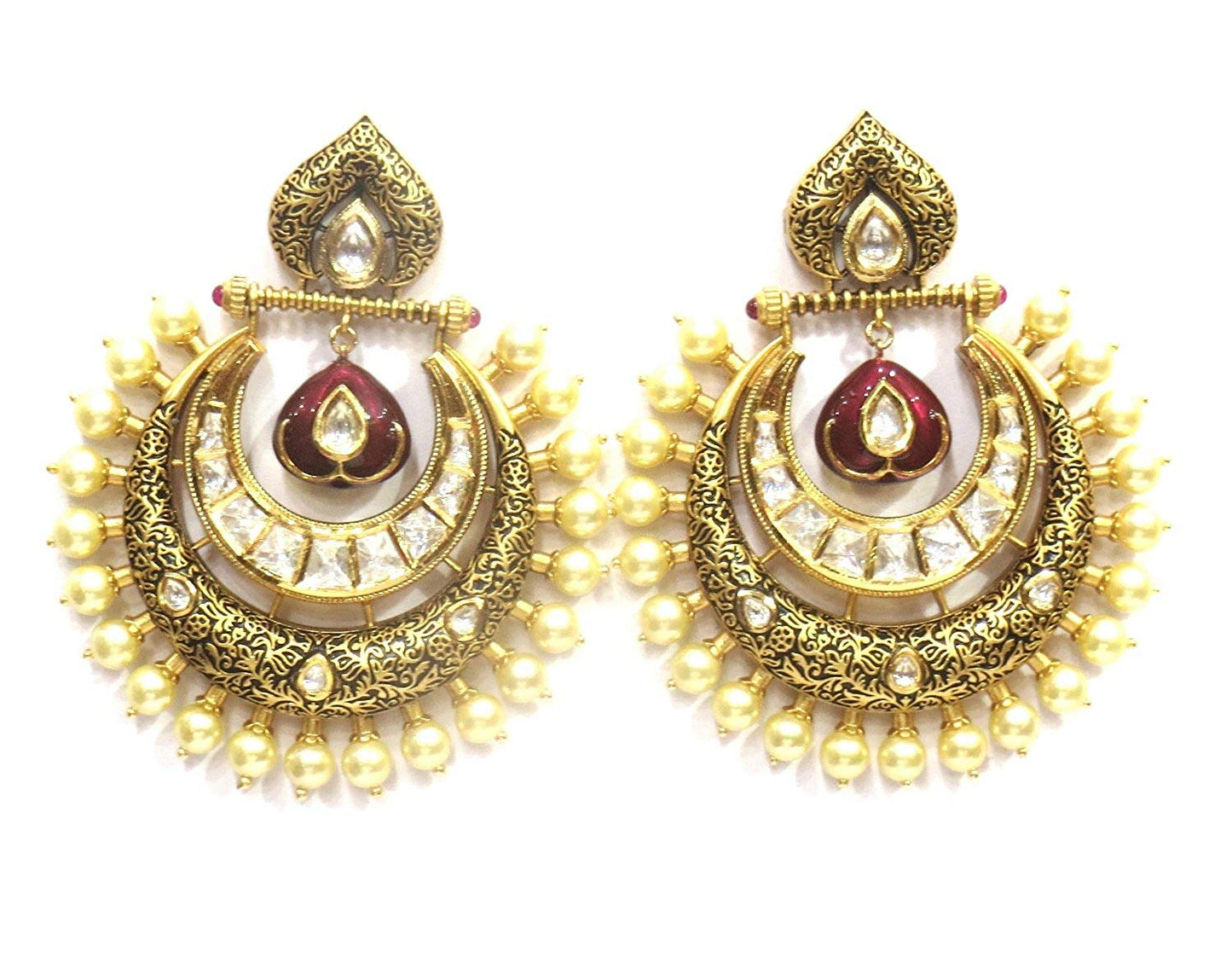 Jewelshingar Jewellery Shingar Jewellery Polki Kundan Super Fine Earrings For Women ( 41877-earrings-dce )