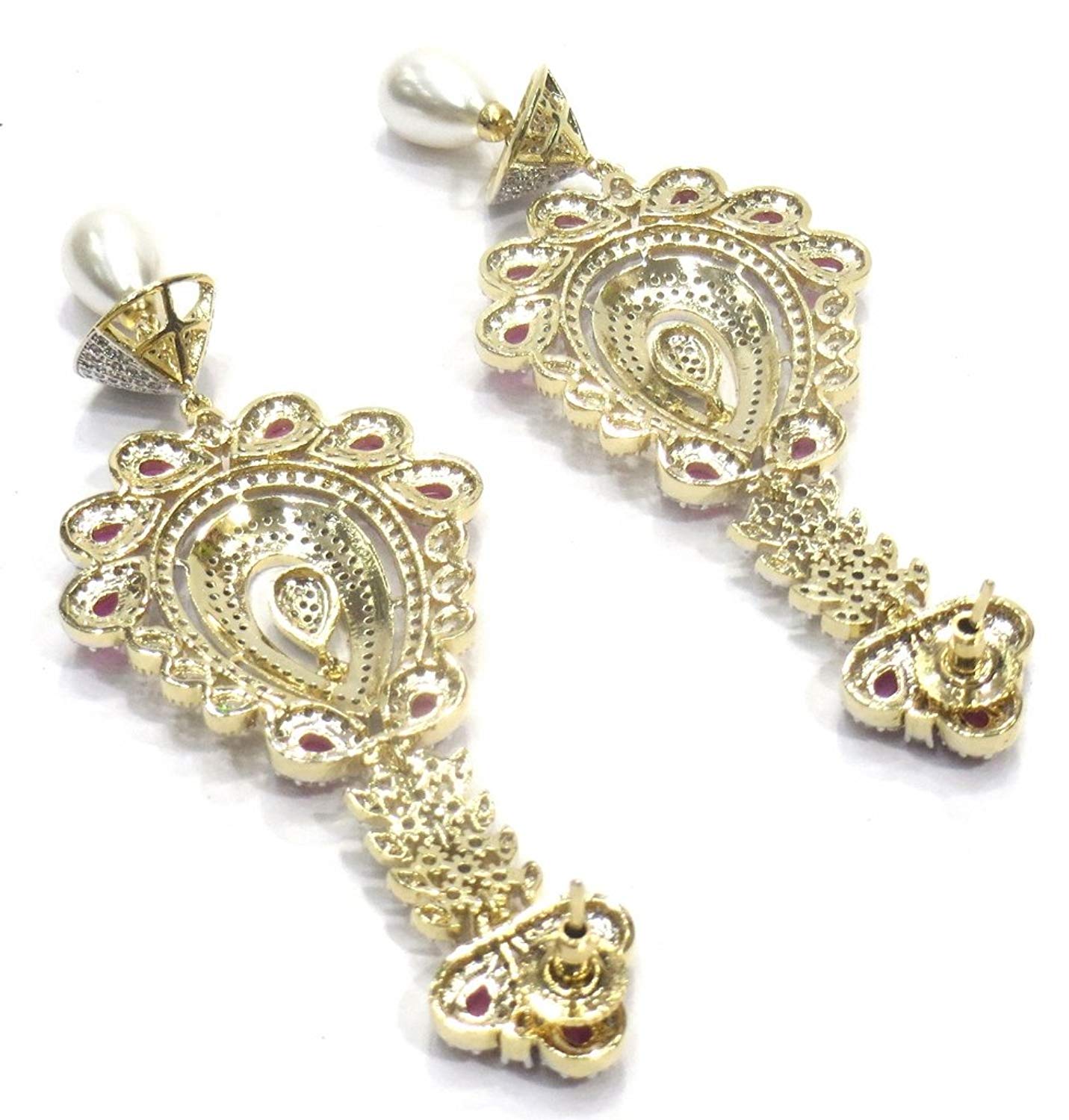 Jewelshingar Jewellery Fine Gold Plated Dangle & Drop Earrings For Girls ( 34622-ead-ruby )