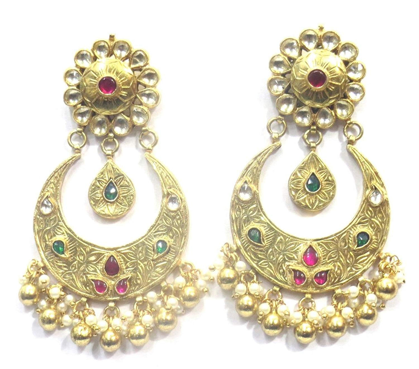 Jewelshingar Jewellery Polki Kundan Dangle & Drop Earrings Earings For Women ( 37204-dce-multi )