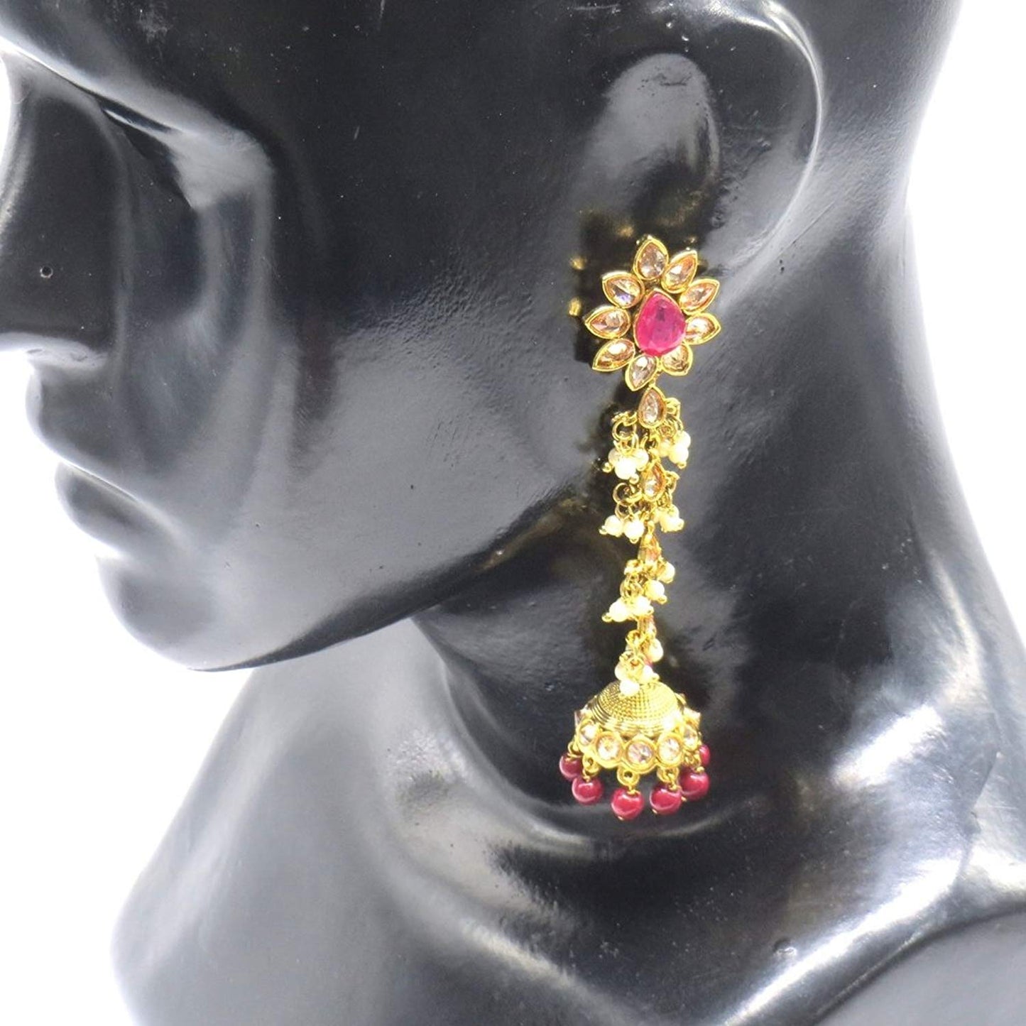 Jewelshingar Jewellery Gold Plated Ruby Colour Earrings For Women (44882-pj)