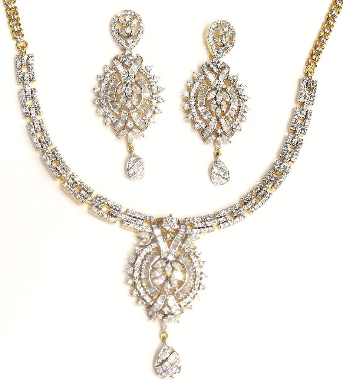 Jewelshingar Women's Latest New American Diamond Ad Necklace Set Jewellery ( 5688-nad-a ) - JEWELSHINGAR