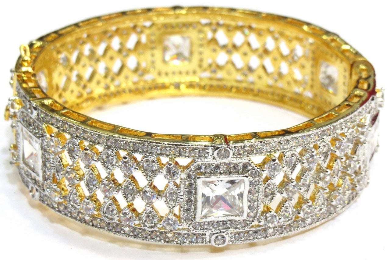 Jewelshingar Women's Diamond Finish White Gold Plated Openable Kada Churi Bangle Bracelet In 2.6 Size Jewellery ( 7716-bcad-a ) - JEWELSHINGAR