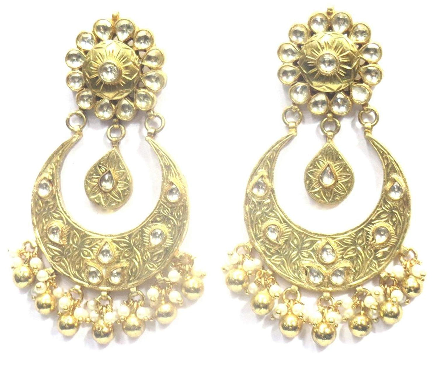 Jewelshingar Jewellery Polki Kundan Dangle & Drop Earrings Earings For Women ( 37180-dce )