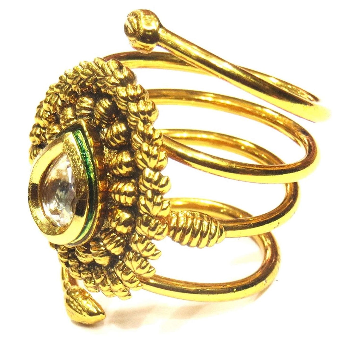 Jewelshingar Jewellery Gold Plated Antique Cocktail Ring In Free Size For Women ( 20224-ring )