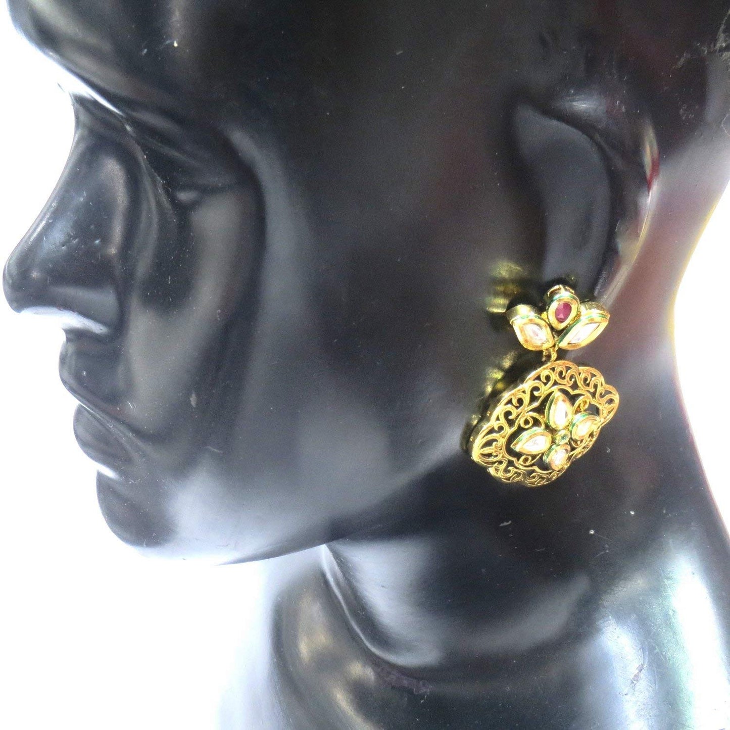 Jewelshingar Jewellery Shingar Jewellery Polki Kundan Super Fine Earrings For Women ( 41949-earrings-ace-ruby )
