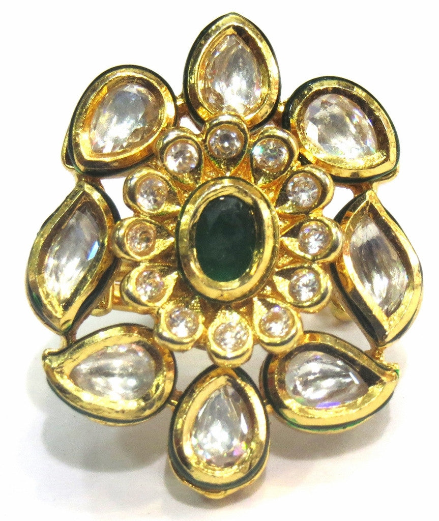 Jewelshingar Polki Kundan Ring For Women Jewellery ( 8685-acr-main ) - JEWELSHINGAR