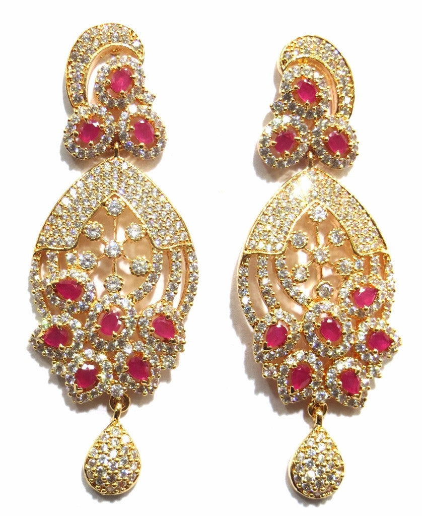 Jewelshingar Cubic Zirconia Earrings Danglers For Women Jewellery ( 9078-ead-clear ) - JEWELSHINGAR