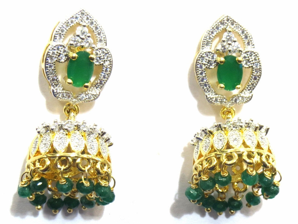 Jewelshingar Cubic Zirconia Earrings Danglers For Women Jewellery ( 9076-ead-green-j ) - JEWELSHINGAR
