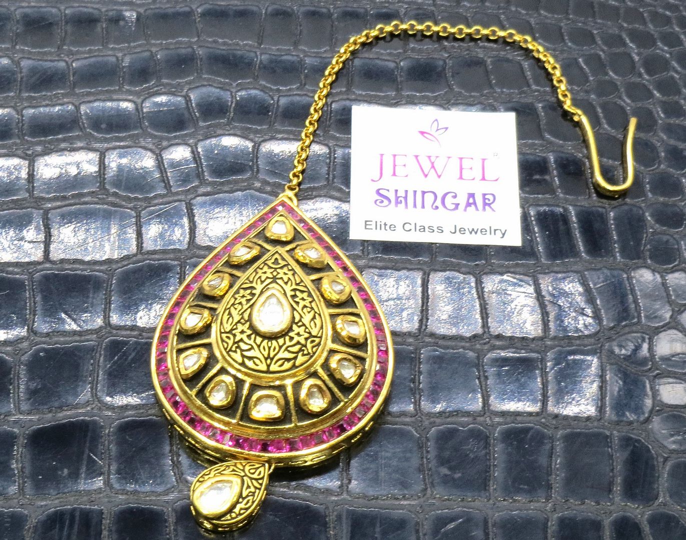 Jewelshingar Jewellery Gold Plated Kundan Maangtikka For Women ( 91863MTK )